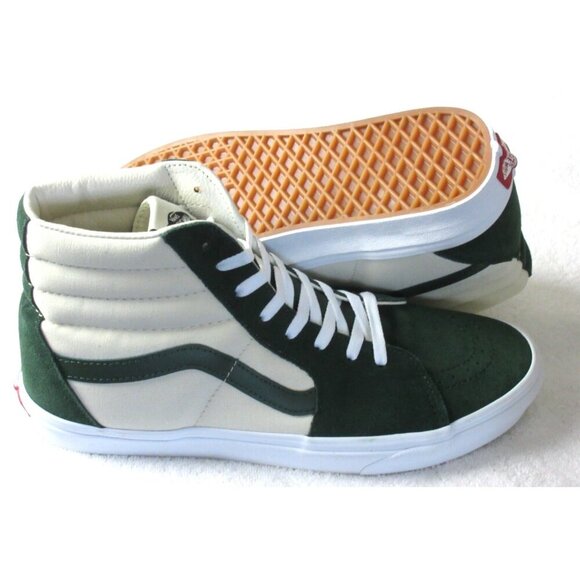 Vans Sk8-Hi Men's Mountain View Green White Canvas Suede shoes Size 11.5 NIB - Picture 2 of 5